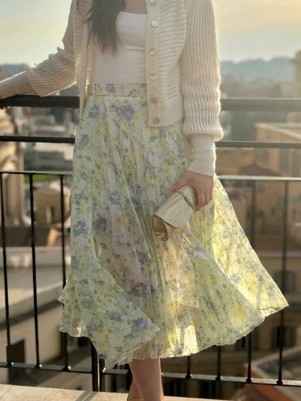 Abercrombie & Fitch Pleated Chiffon Midi Skirt